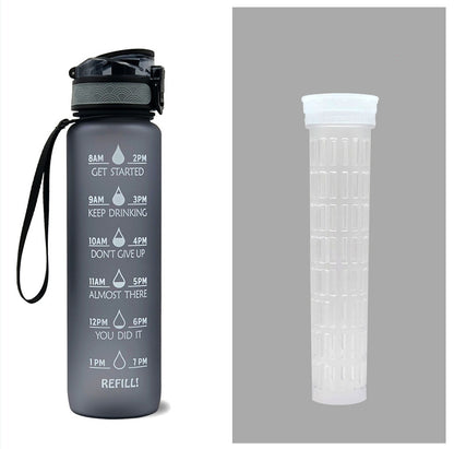 1L Tritan Water Bottle with Time Markers for Hydration Tracking