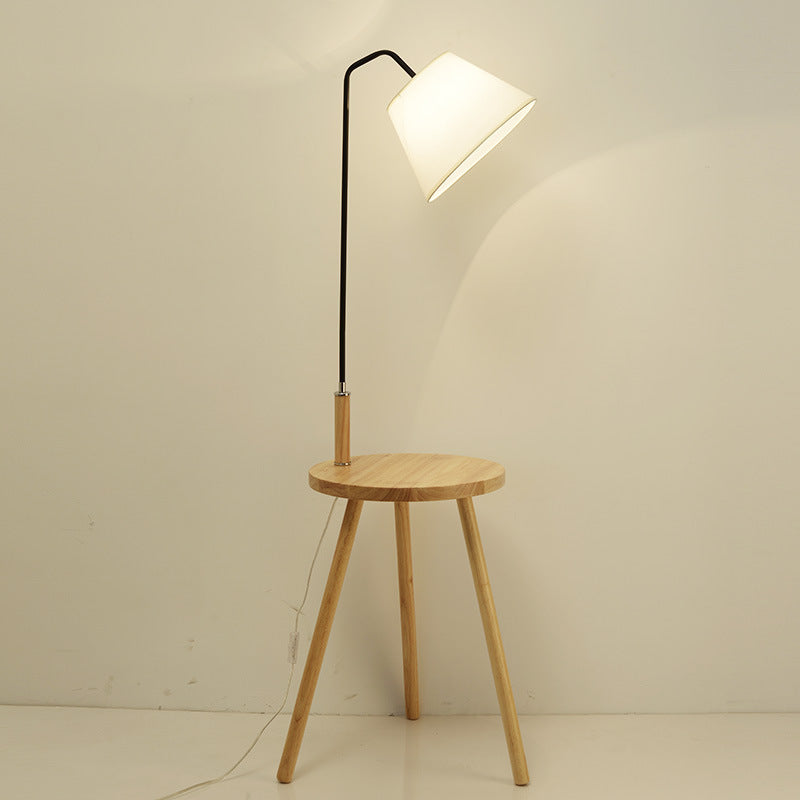 Modern Minimalist Vertical Wooden Coffee Table Floor Lamp