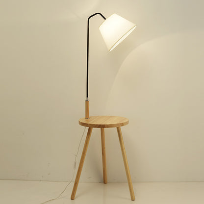 Modern Minimalist Vertical Wooden Coffee Table Floor Lamp