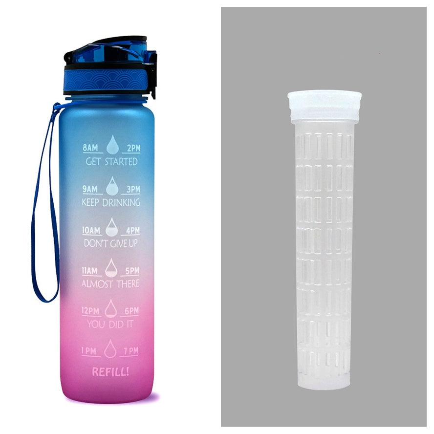 1L Tritan Water Bottle with Time Markers for Hydration Tracking