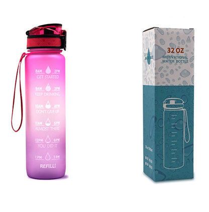 1L Tritan Water Bottle with Time Markers for Hydration Tracking