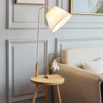 Modern Minimalist Vertical Wooden Coffee Table Floor Lamp