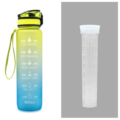 1L Tritan Water Bottle with Time Markers for Hydration Tracking