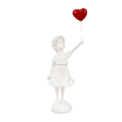 Little Girl With Balloon Resin Art Sculpture for Living Room Decor