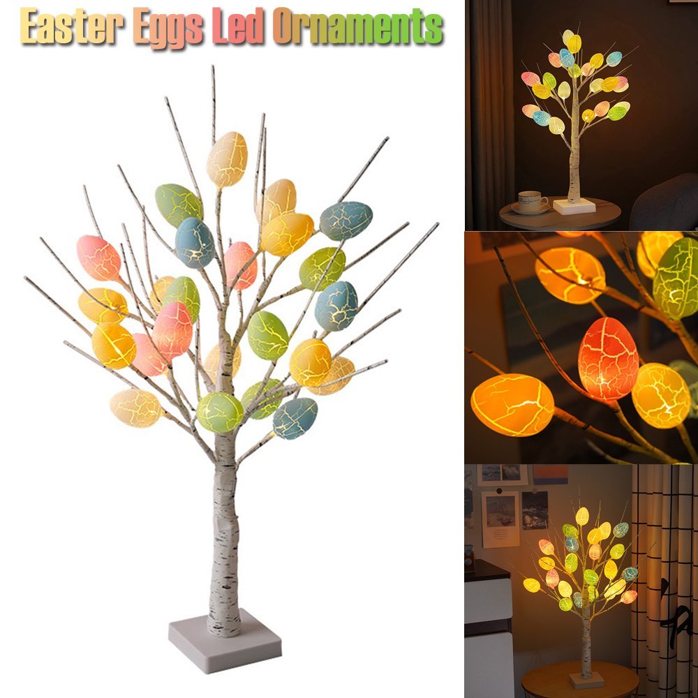 60cm LED Birch Tree with Easter Egg Decorations