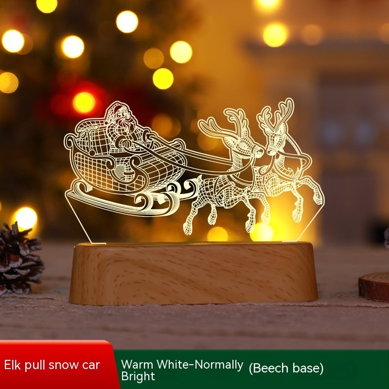 Acrylic 3D Christmas Lamp – LED Night Light for New Year & Valentine’s Day
