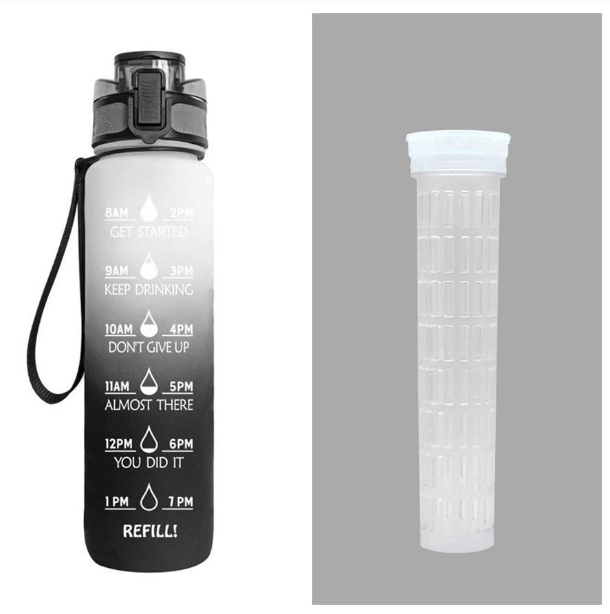 1L Tritan Water Bottle with Time Markers for Hydration Tracking