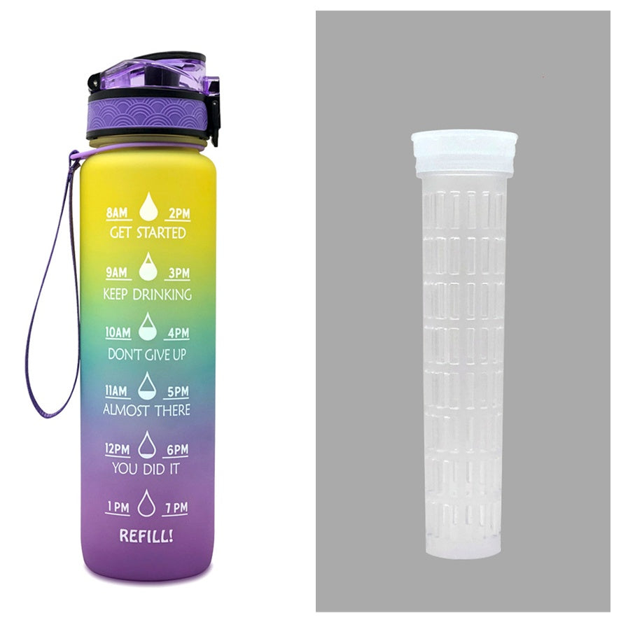 1L Tritan Water Bottle with Time Markers for Hydration Tracking