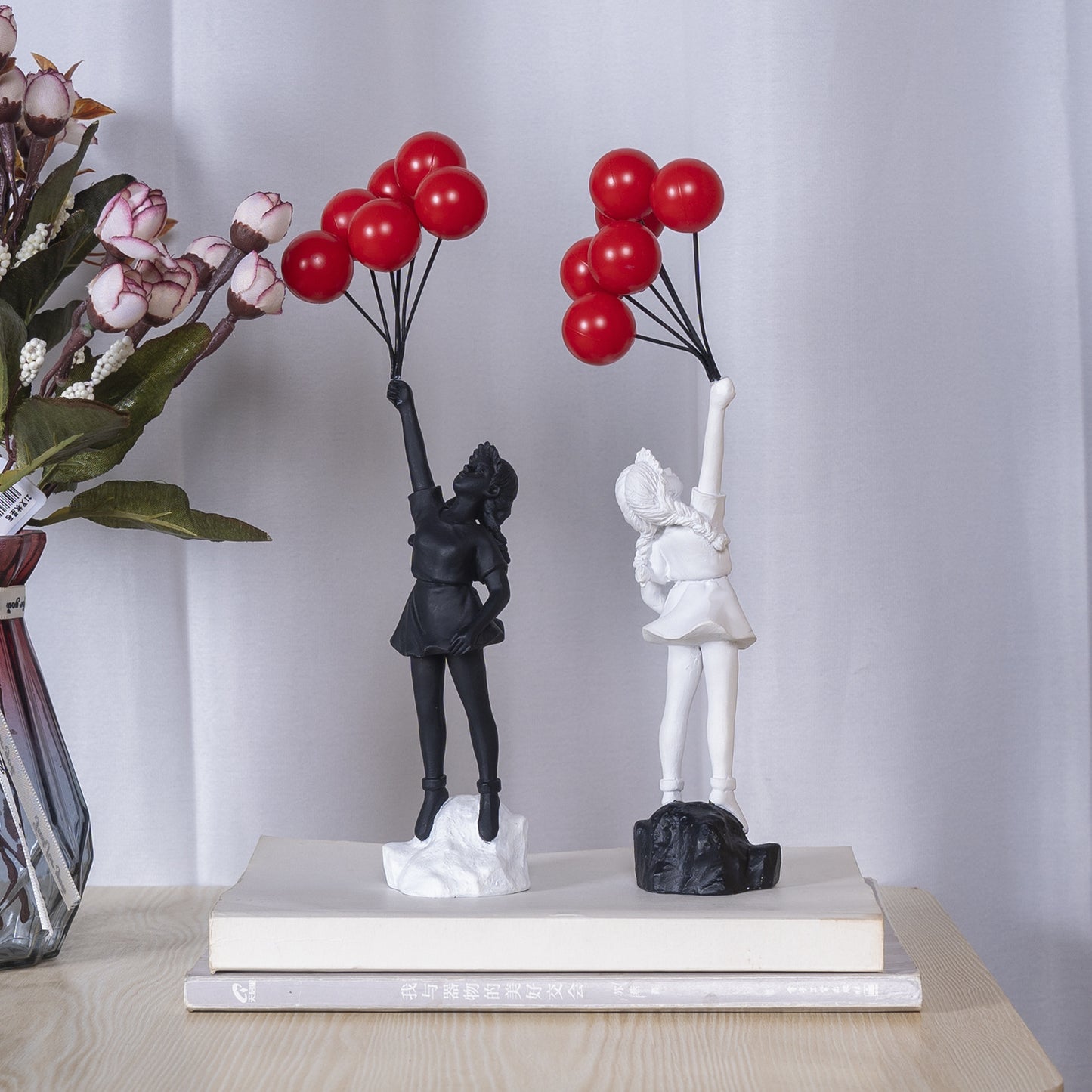 Little Girl With Balloon Resin Art Sculpture for Living Room Decor