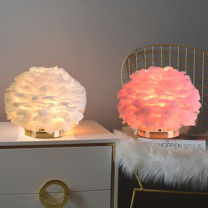 Feather Table Lamp for Bedroom & Bedside