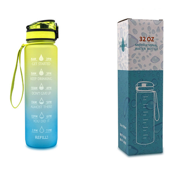 1L Tritan Water Bottle with Time Markers for Hydration Tracking