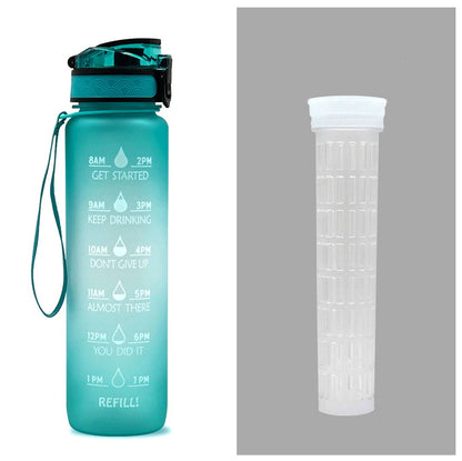 1L Tritan Water Bottle with Time Markers for Hydration Tracking