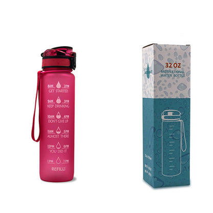 1L Tritan Water Bottle with Time Markers for Hydration Tracking