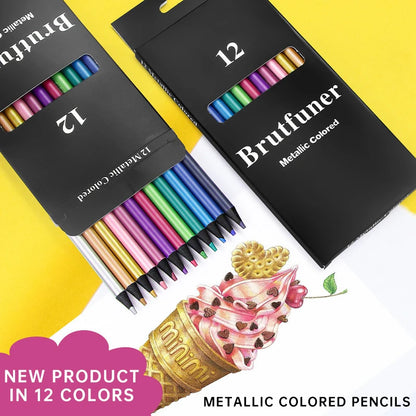 12-Piece Metallic Colored Pencil Set