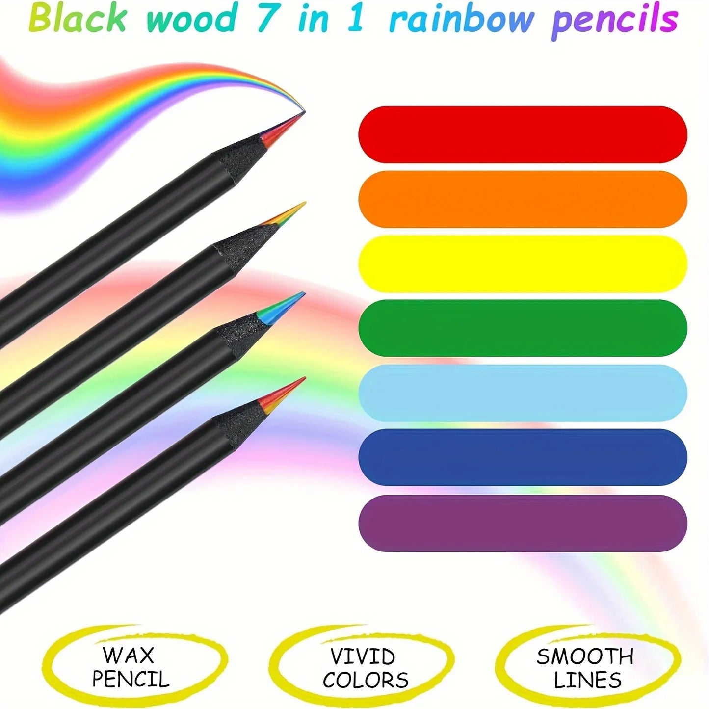 Black Wooden Color Pencils (12 PCS)