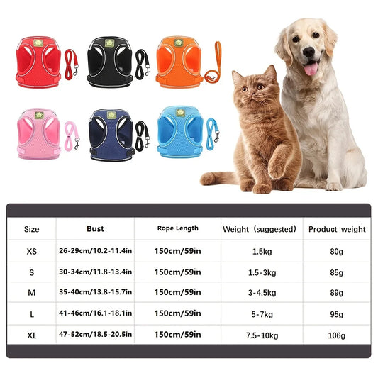 Reflective Pet Harness and Leash Set - Perfect for Dogs & Cats