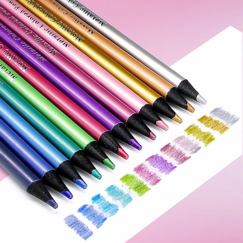 12-Piece Metallic Colored Pencil Set