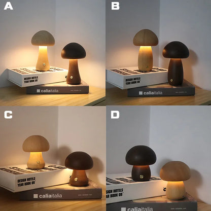 Wooden Mushrooms Night Light - Nooshop