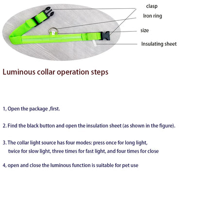 Nylon LED Safety Glow Collar for Dogs