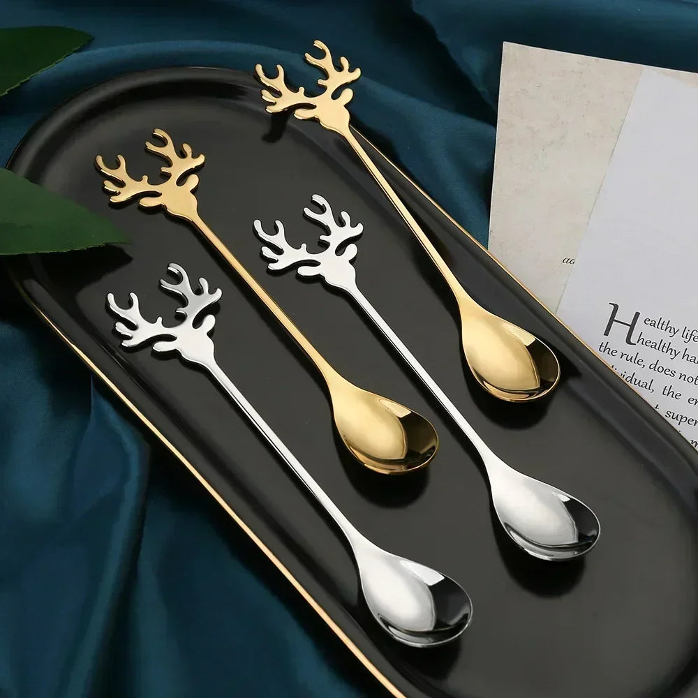 Christmas Elk Head Coffee Spoons (4 Pcs)