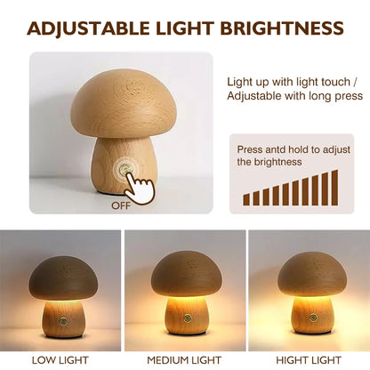 Wooden Mushrooms Night Light - Nooshop