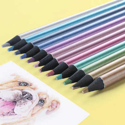 12-Piece Metallic Colored Pencil Set