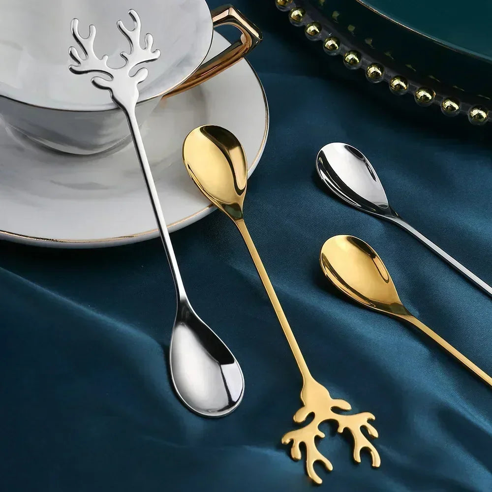 Christmas Elk Head Coffee Spoons (4 Pcs)