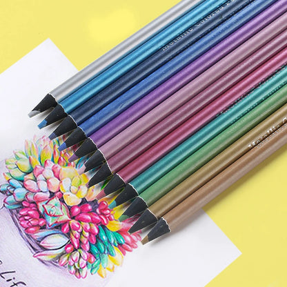 12-Piece Metallic Colored Pencil Set