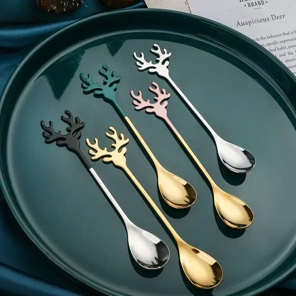 Christmas Elk Head Coffee Spoons (4 Pcs)