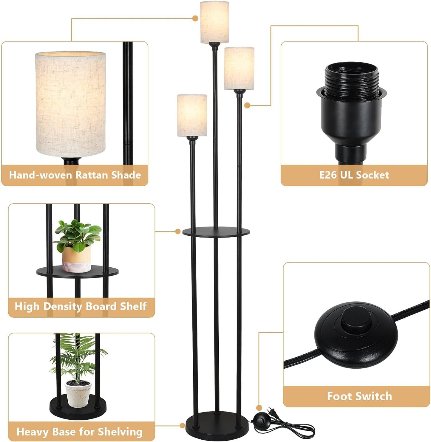 Multi-Functional Floor Lamp With Storage Shelf