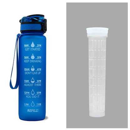 1L Tritan Water Bottle with Time Markers for Hydration Tracking