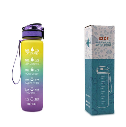 1L Tritan Water Bottle with Time Markers for Hydration Tracking