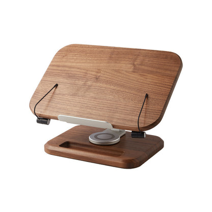 Adjustable Black Walnut Reading Rack & Rotating iPad and book Holder