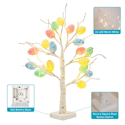 60cm LED Birch Tree with Easter Egg Decorations