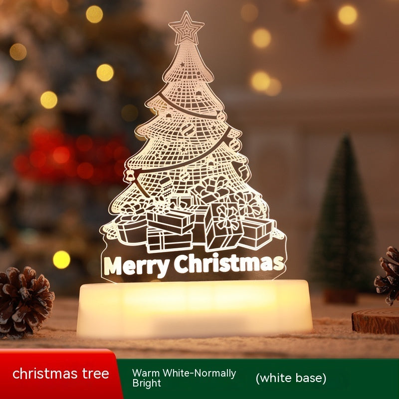 Acrylic 3D Christmas Lamp – LED Night Light for New Year & Valentine’s Day