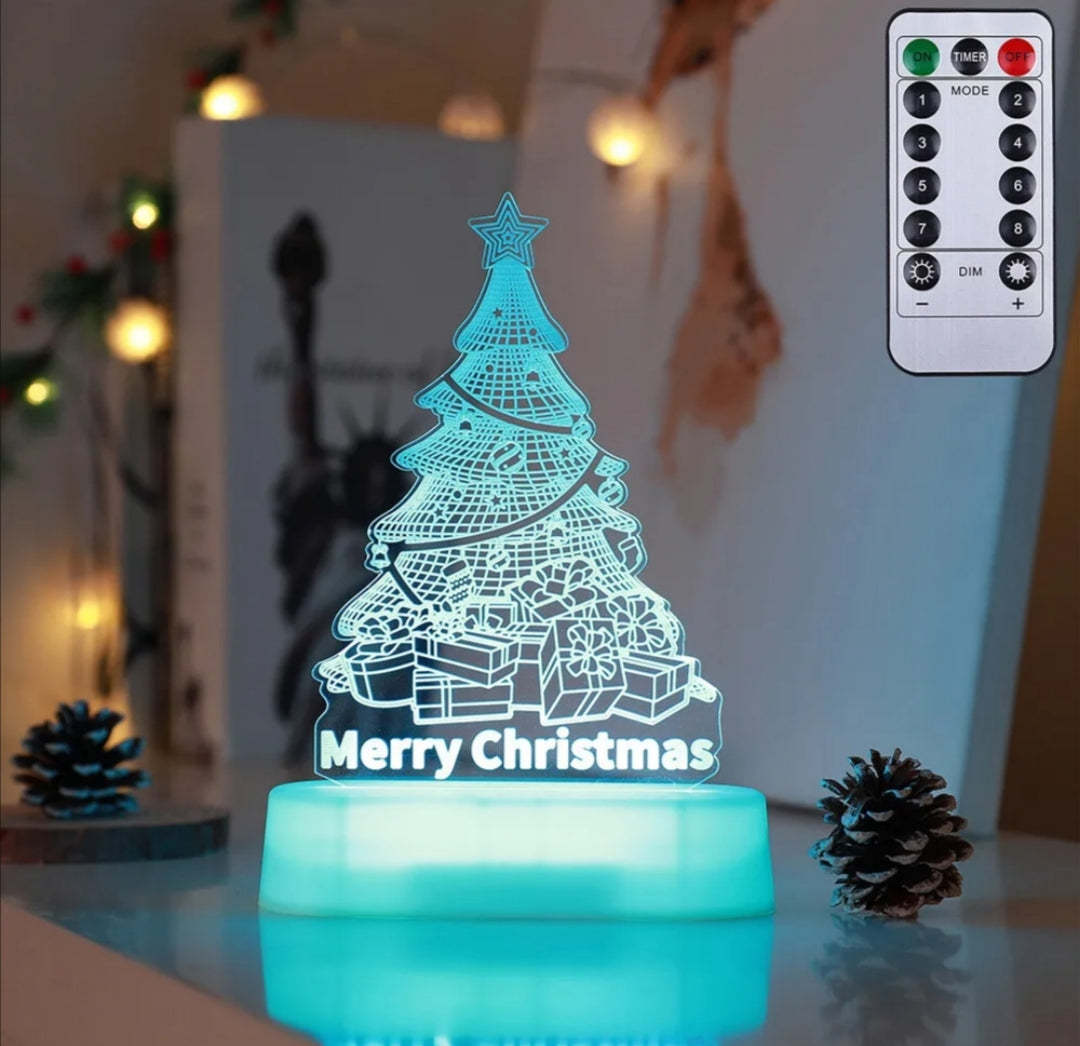 Acrylic 3D Christmas Lamp – LED Night Light for New Year & Valentine’s Day