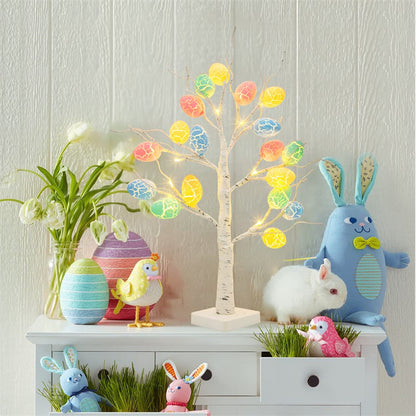 60cm LED Birch Tree with Easter Egg Decorations