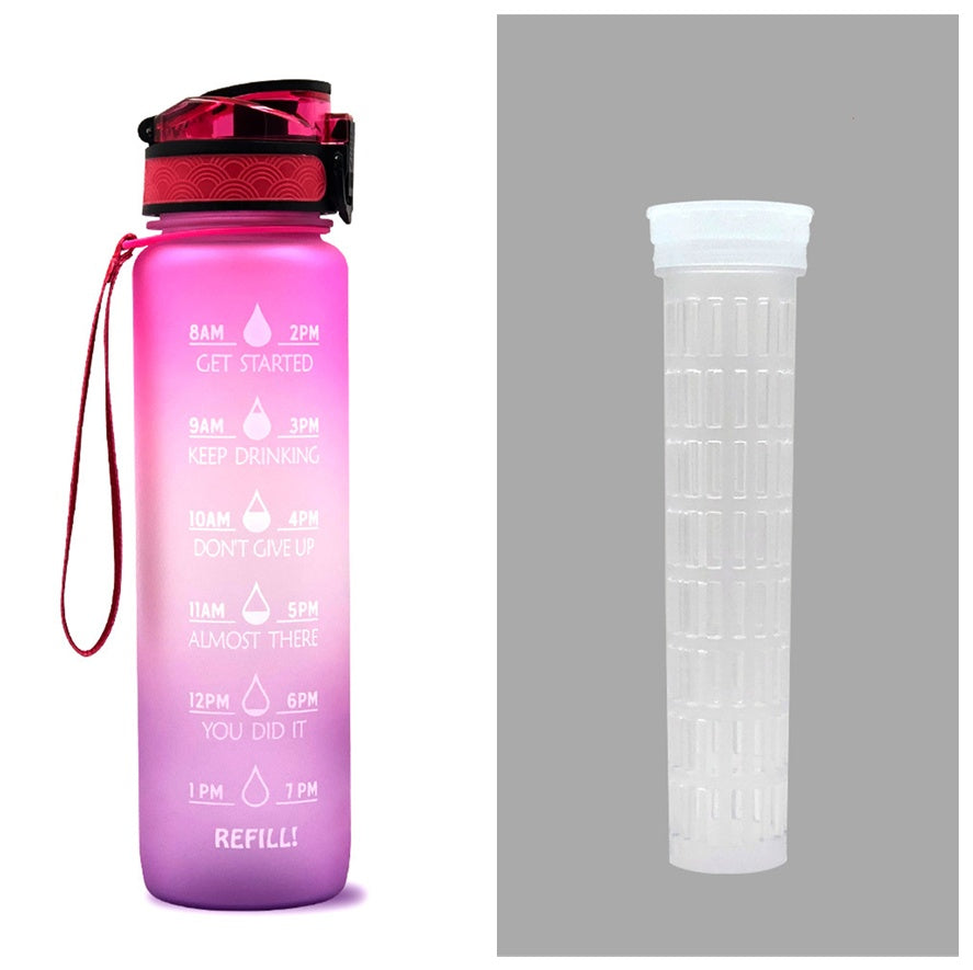 1L Tritan Water Bottle with Time Markers for Hydration Tracking