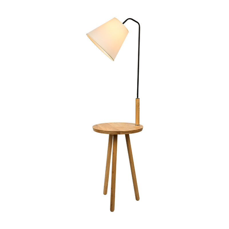 Modern Minimalist Vertical Wooden Coffee Table Floor Lamp