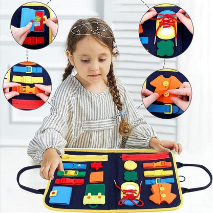 Children's Busy Board for Dressing and Buttoning - Baby Early Education Toy