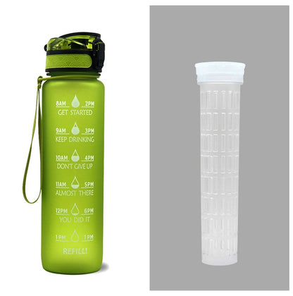 1L Tritan Water Bottle with Time Markers for Hydration Tracking