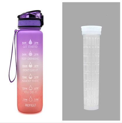 1L Tritan Water Bottle with Time Markers for Hydration Tracking